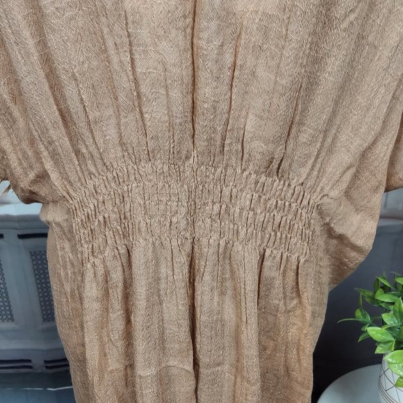 NWT SONOMA TEXTURED GAUZE CINCHED TOPPER (GOLD / OS) - Picture 12 of 14